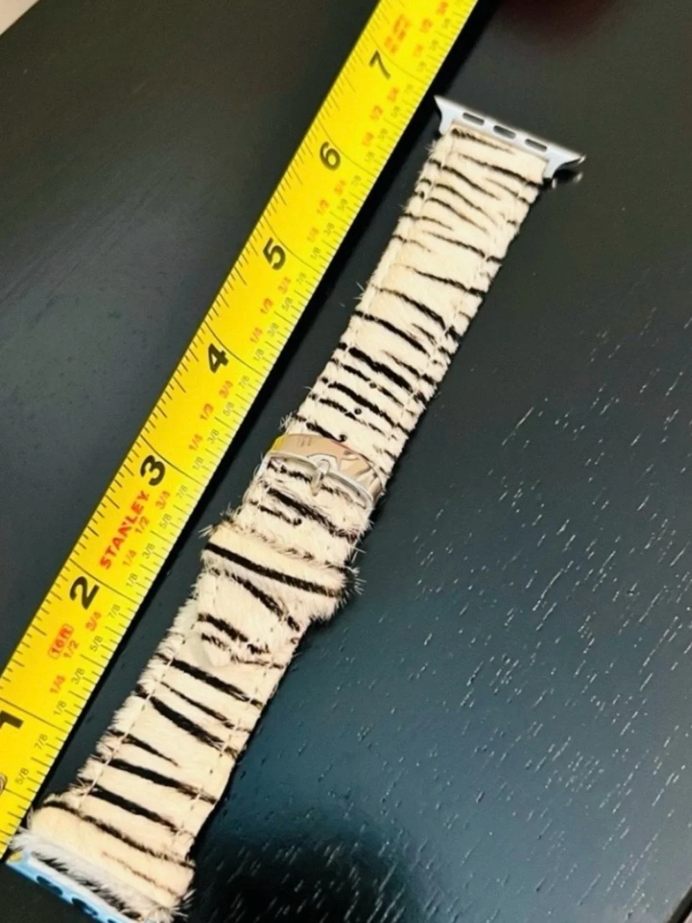 Apple Watch 44mm Zebra Print Faux Fur Watch Band